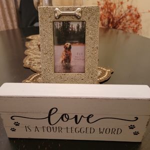 Dog Frame and Box Sign Set NWOT